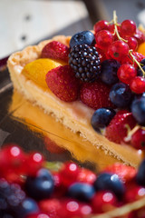 Shortcake with blueberries, strawberries and currants
