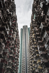 Densely populated housing estate, apartment building, Quarry Bay, Hong Kong Island, Hong Kong,...