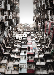 Densely populated housing estate, apartment building, Quarry Bay, Hong Kong Island, Hong Kong,...