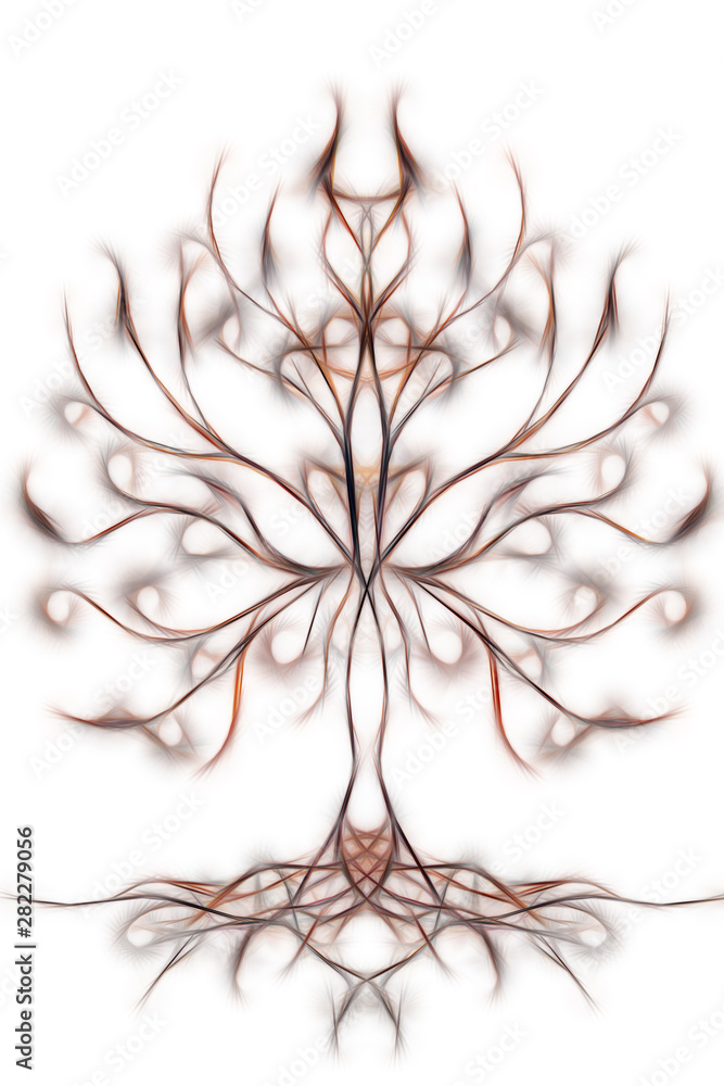 Poster tree of life symbol on structured ornamental background, yggdrasil.