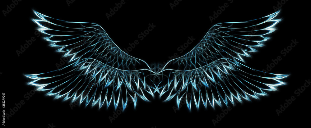 Aufkleber bird feathers on black background. original drawing and computer effect.