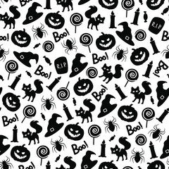Vector halloween seamless pattern isolated on white simple design