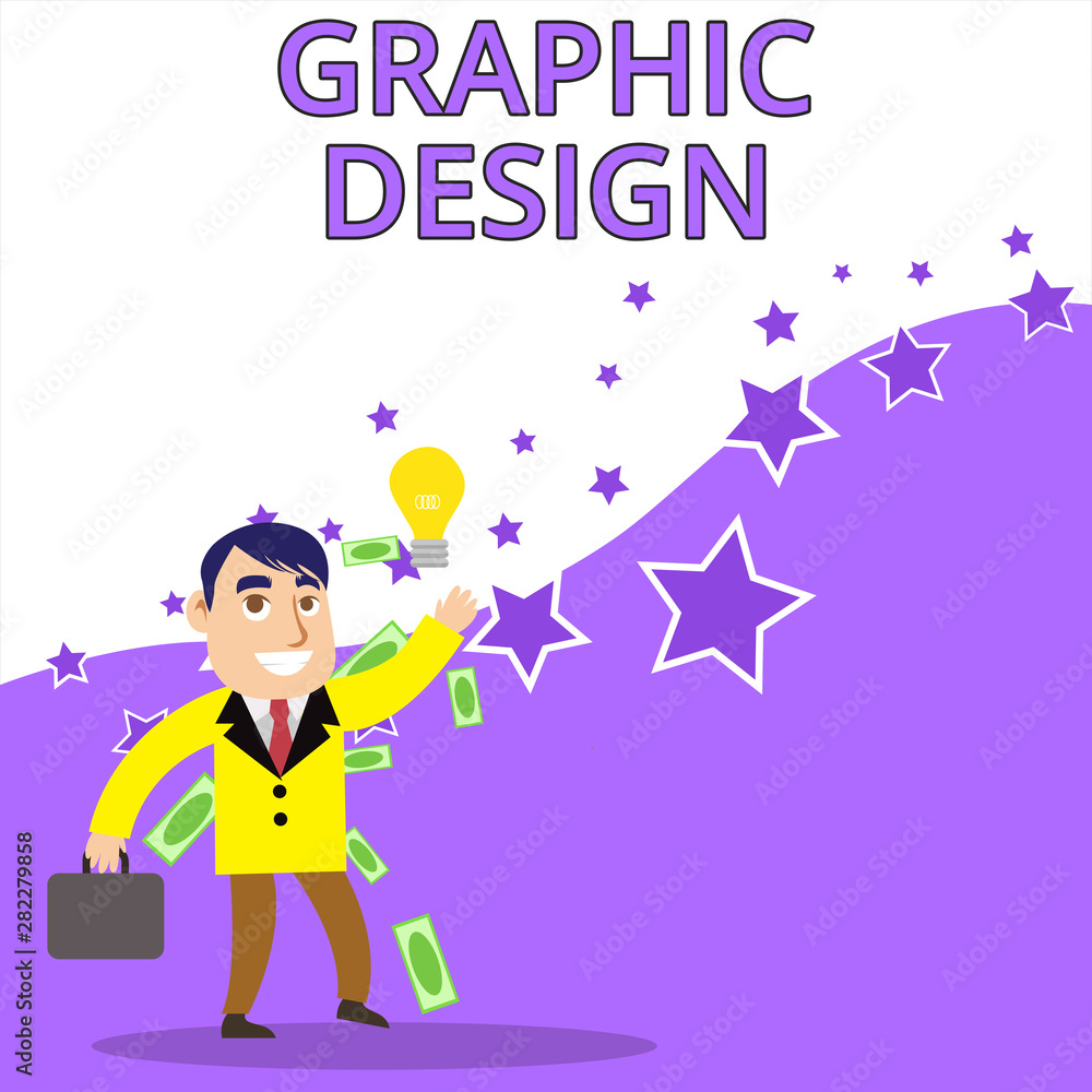 Poster text sign showing graphic design. business photo text art or skill of combining text and pictures in