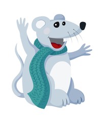 Vector flat mouse animal illustration for Christmas and new year symbol element