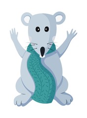 Vector flat mouse animal illustration for Christmas and new year symbol element