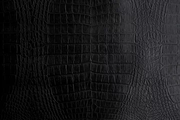 Foto auf Acrylglas Genuine black Crocodile leather background in dark tone beautiful texture. © newroadboy
