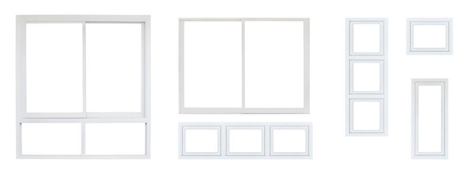 Modern house office or frontstore windows frame set collection isolated on white background