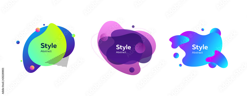 Poster Neon abstract blobs on white background set