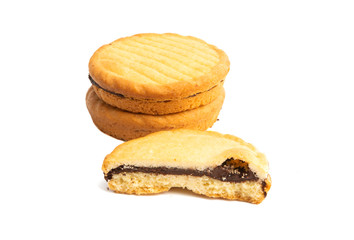 biscuit with chocolate hazelnut cream isolated