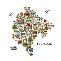 Travel map Montenegro for your design