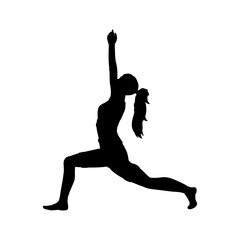 Fototapeta na wymiar Silhouette girl yoga pose exercise flexibility. Vector illustration