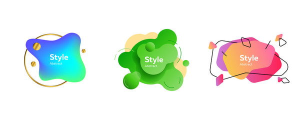 Bright multicolored liquid shapes set