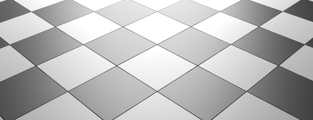 Checkered interior flooring pattern, banner, empty template. 3d illustration