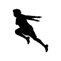 Fototapeta na wymiar Silhouette running Grandma hands back strive for goals. Vector illustration