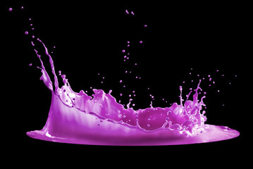 purple paint splash isolated on black background