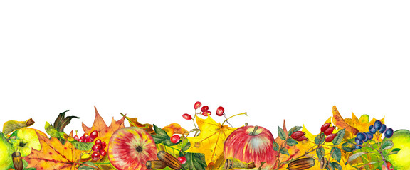 Forest autumn seamless border.