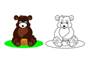 Obraz na płótnie Canvas bear coloring book, for kids, vector illustration