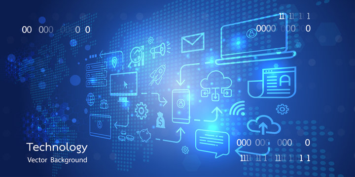 Vector abstract big data.Big data stream futuristic infographic. Colorful particle wave with bokeh.