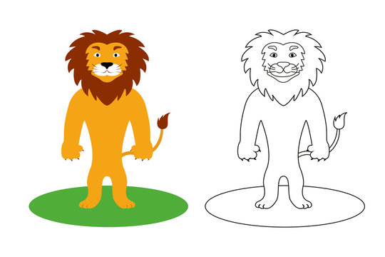 Coloring book for children, lion, vector illustration