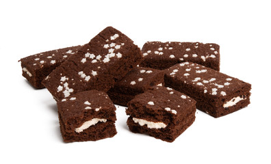 chocolate sponge cake isolated