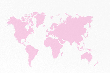 map world on pastel pink background