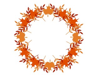 Frame from colorful leaves. Vector illustration. Set of elements