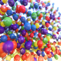 Multicolored balloons in blue sky