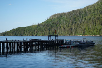 Ocean Pier and Boat Dock on the Water Alaska