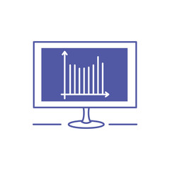 computer monitor with statistical graphics infographic