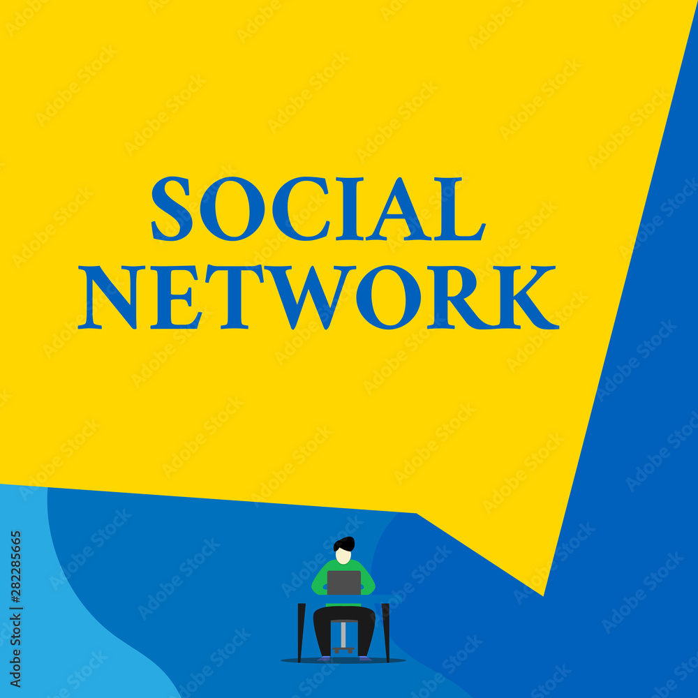 Aufkleber writing note showing social network. business concept for interactions sharing information interdemo