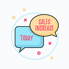 Conceptual hand writing showing Sales Increase. Concept meaning Grow your business by finding ways to increase sales Pair of Overlapping Bubbles of Oval and Rectangular Shape