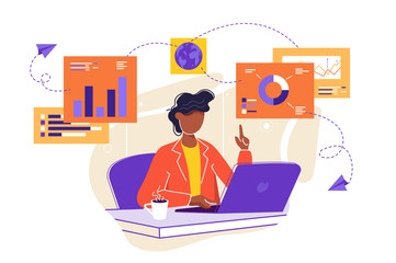 worker studying  infographic