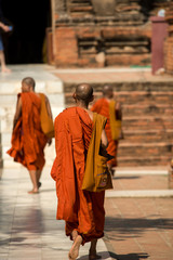 Buddhist monks are visiting Bagan