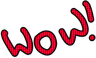 comic text wow in pop art style. single word on white background, raster illustration