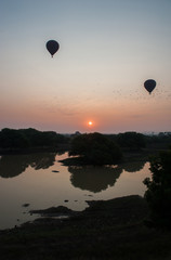 Bagan temples with balloons