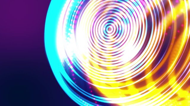 Colorful neon light globe tilt zoom view in cyber space with, 3D rendering virtual 5G digital world internet connecting, data transfer link for future connecting technology concept.