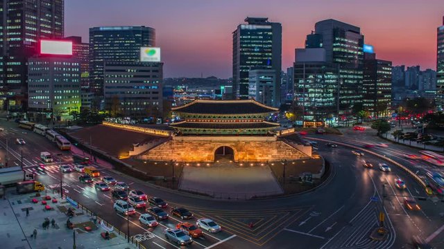 traffic in the city at night, seoul south korea