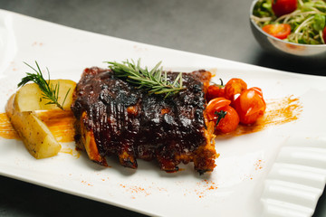 Food shot Grilled BBQ pork rip