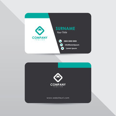 Clean green tosca business card template. Modern flat design name card concept.