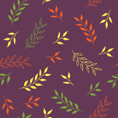Fototapeta na wymiar Autumn leaves seamless pattern. Vector bright background for textile design
