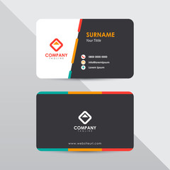 Modern business card design template. Tosca and orange color element clean composition.