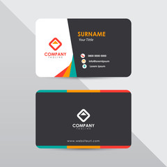 Modern business card design template. Tosca and orange color element clean composition.