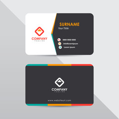 Modern business card design template. Tosca and orange color element clean composition.