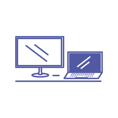 laptop with monitor computer devices isolated icon