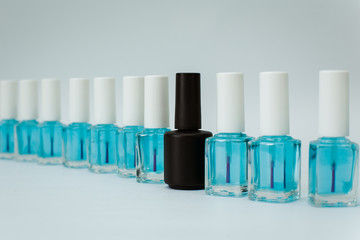 nail polishes on a white background in different compositions