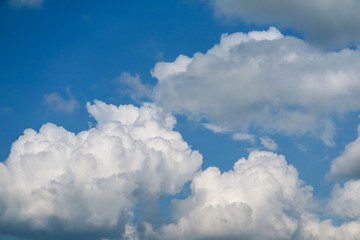 blue sky soft white huge heap cloud sunshine in summer
