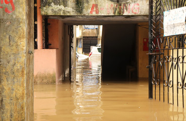 Residential area under flood water