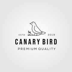Fototapeta na wymiar line art canary bird on root logo vector icon illustration