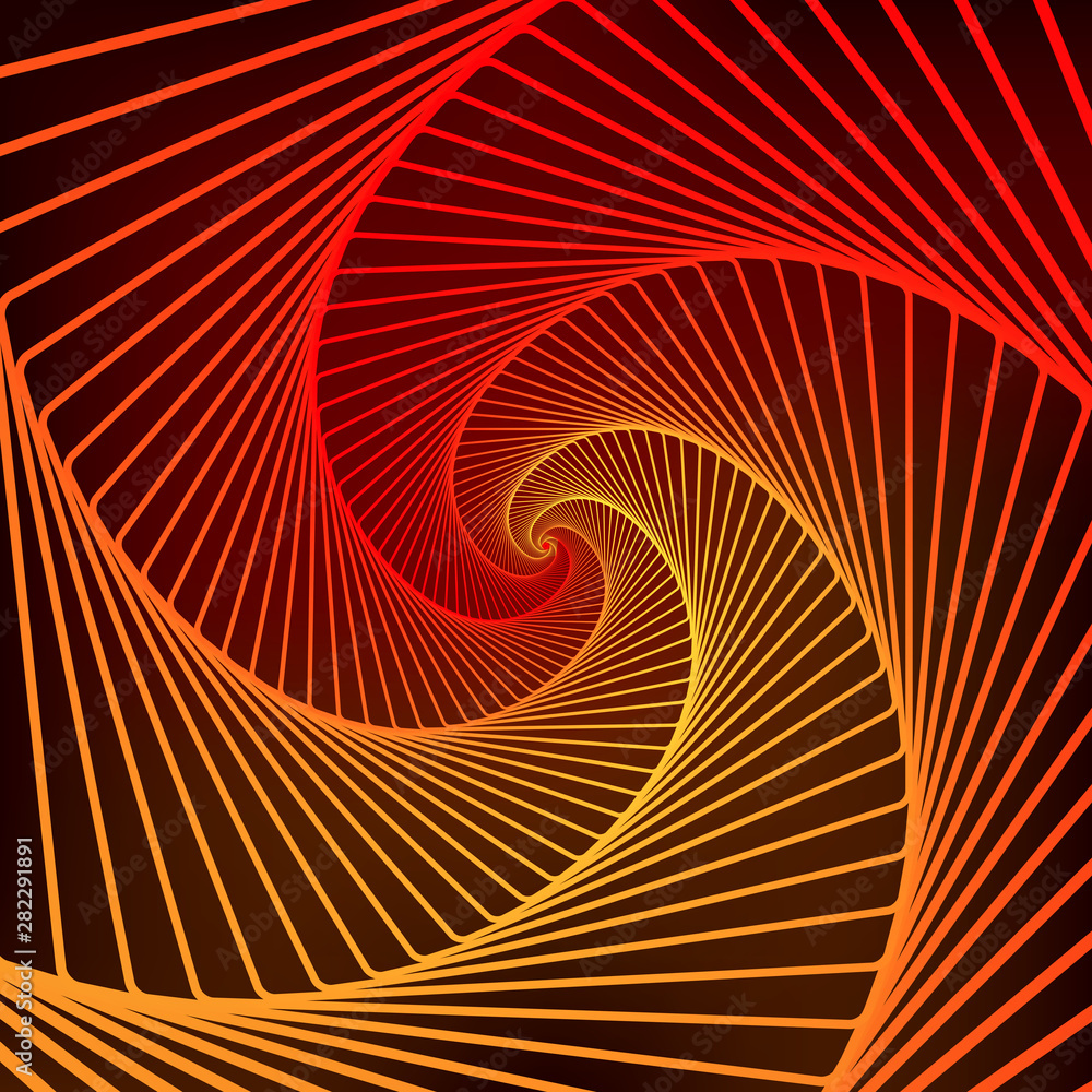 Poster swirling symbol. optical illusion. twisted structure. 3d wireframe abstract tunnel. vector illustrat