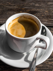 The Delicious Turkish Coffee on wooden table